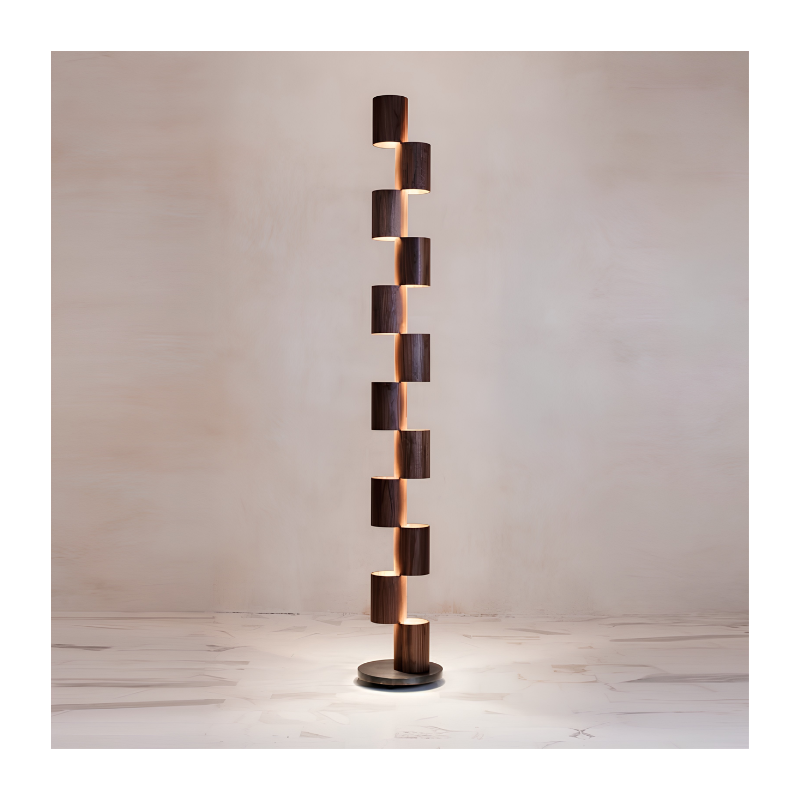 Wooden Echo Tower Floor Lamp